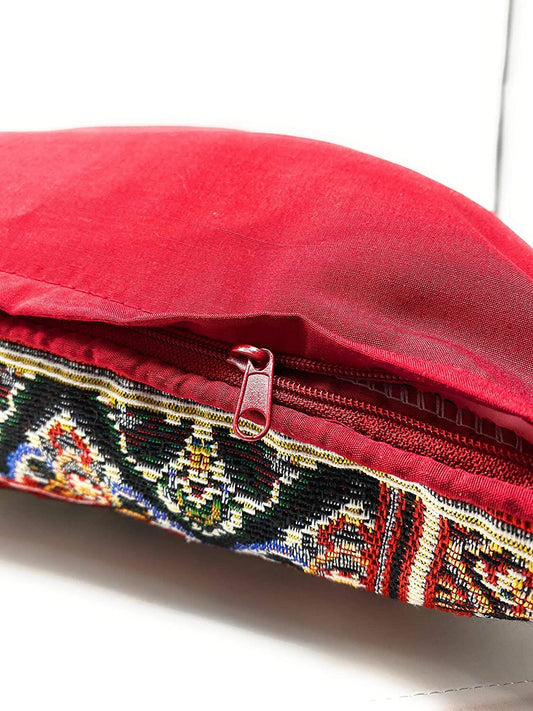 DaDalogy Elegant Majestic Kilim Red Rug Ornate Tapestry Throw Pillow Covers 16" x 16" (18195)