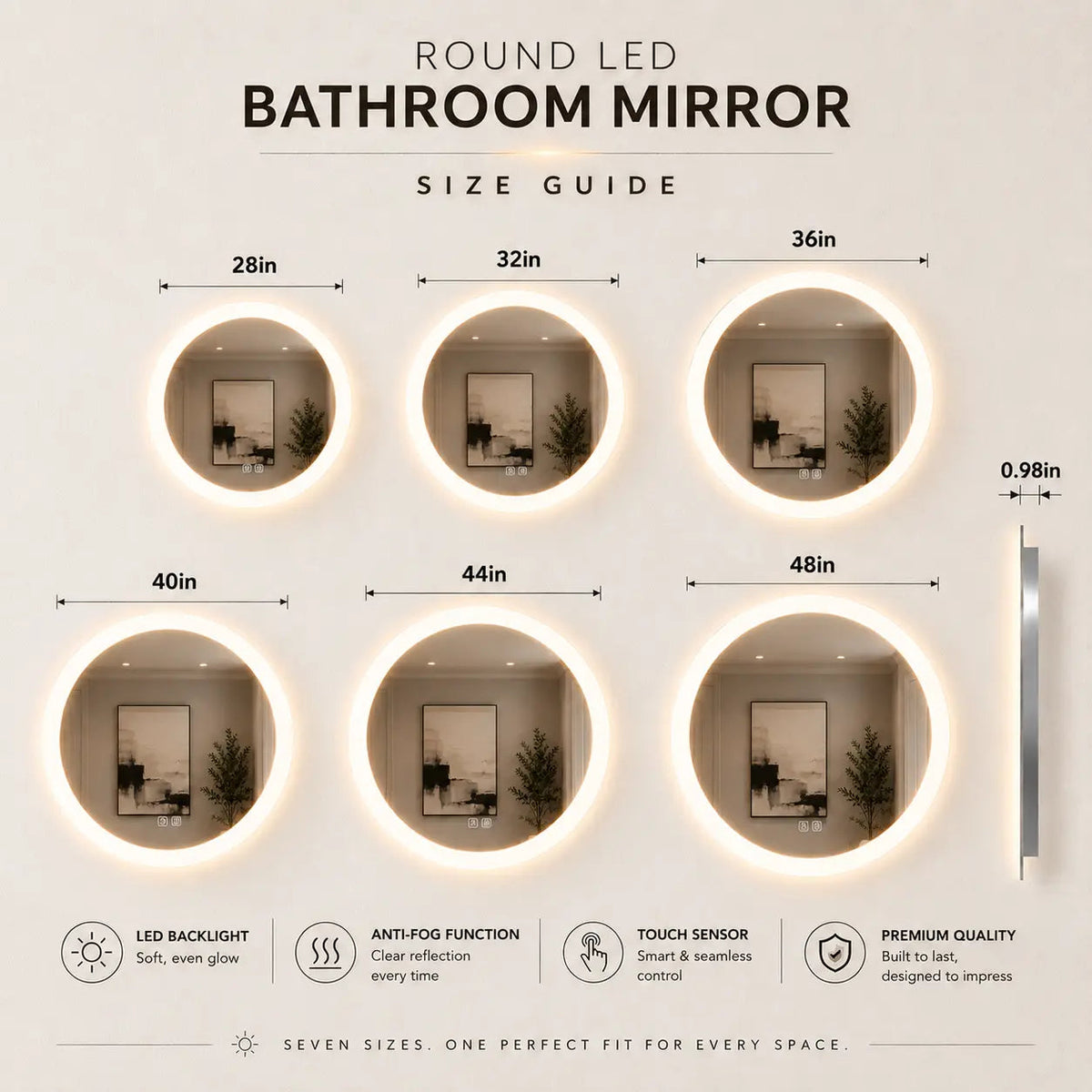 HAUSVITA Round Edge Glow LED Bathroom Mirror