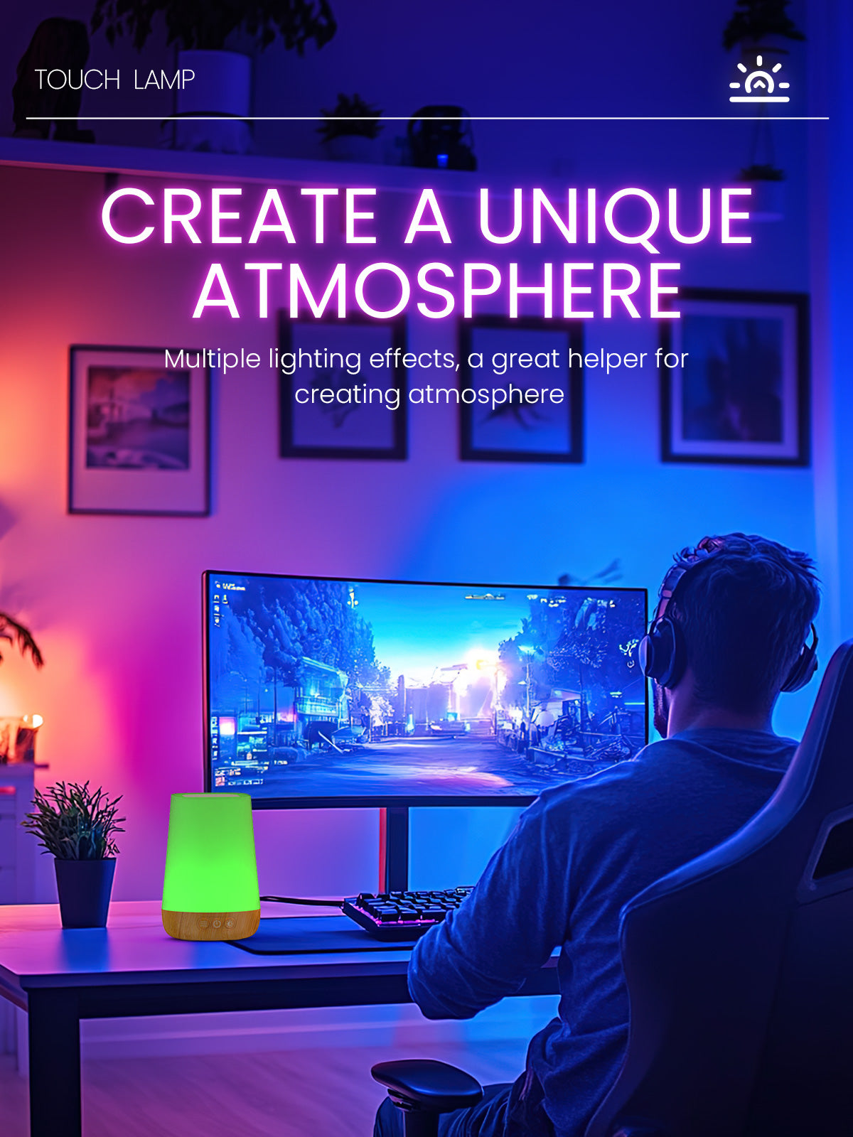 Touch Bedside Table Lamp,4 LIGHTING MODES AVAILABLE, Rechargeable Desk Lamp, Dimmable Night Light with RGB Color Changing,Portable Lamp for Baby, Bedroom, Living Room