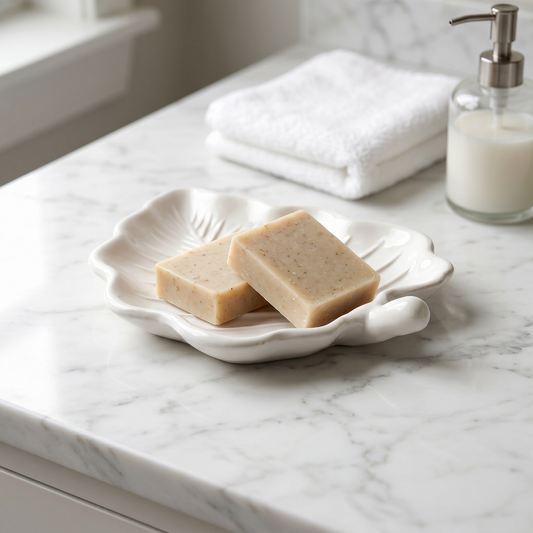 Elm Leaf Decorative Tray, Gypsum White 6"
