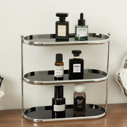 Tiered Acrylic and Metal Standing Shelf Rack for Bathroom and Vanity