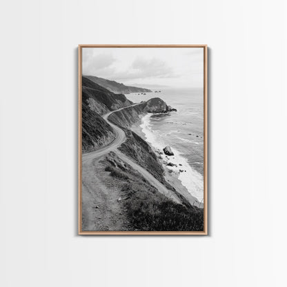 Winding Beach Road, Coastal Drive, Ocean Cliffs, Travel Landscape, Canvas Print, Office Wall Art, Fall Adventure Style, Neutral Coastal Decor