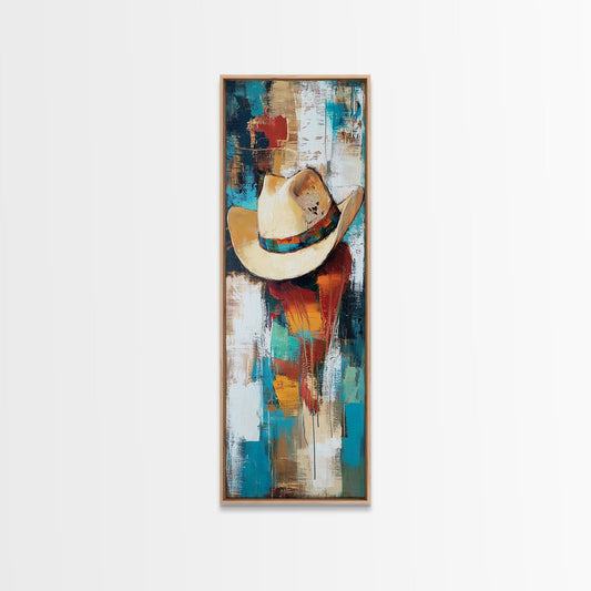 Abstract Cowboy Hat Canvas Print rustic wall art farmhouse art vintage horse art southwest wall art moody art bold cowboy decor
