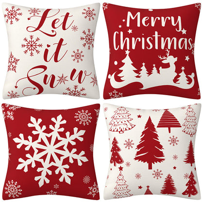 Red Christmas Snowflake Pillow Cover Amazon Home Sofa Cushion Cover Holiday Decoration Pillow