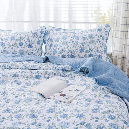 Kasentex Reversible Lightweight Cotton Floral Bedding Set Twin/Queen/King - Comfortable Home Bedding