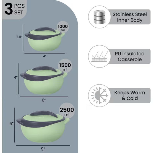 3-Piece Insulated Casserole Dish Set with Lids