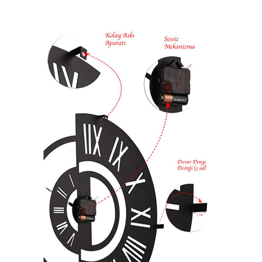 Muyika 50cm Metal Silent Wall Clock - Modern Large Wall Decor for Indoor Spaces