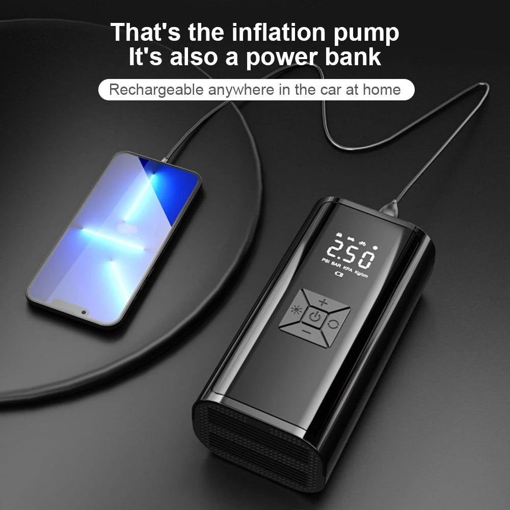 6000mAh Portable Car Air Compressor 12V 150PSI Electric Cordless Tire Inflator Pump for Motorcycle Bicycle Boat AUTO Tyre Balls