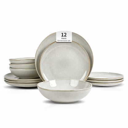 12-Piece Stoneware Dinnerware Set Service for 4