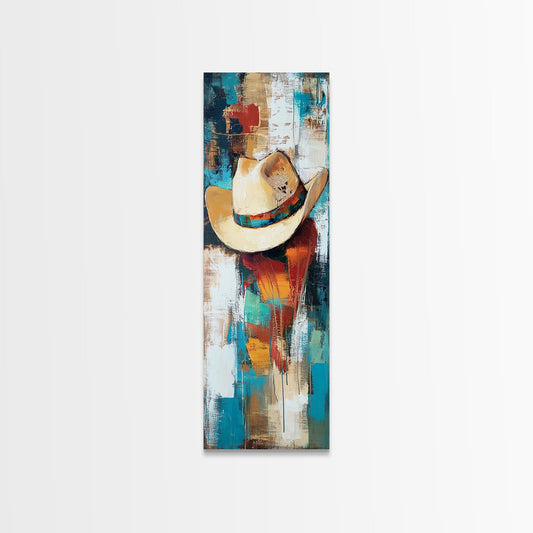 Abstract Cowboy Hat Canvas Print rustic wall art farmhouse art vintage horse art southwest wall art moody art bold cowboy decor