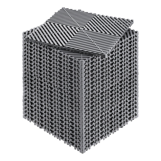 Interlocking Drainage Mat, 12 x 12 Modular Interlocking Cushion, 24 Pcs Splicing Drainage Mats, Non-Slip Gray PP Drainage Floor Tile and Shower Mat, for Garage, Garden, Kitchen & Outdoor