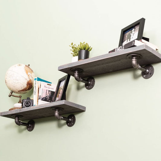 RESTORE Riverstone Grey 24 in. Shelves with L-Shaped Brackets