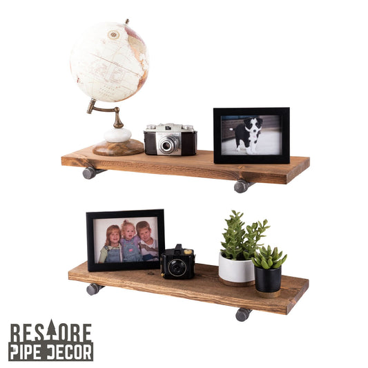 RESTORE Autumn Brown 24 in. Shelves with Straight Brackets