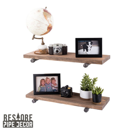 RESTORE Sunset Brown 24 in. Shelves with Straight Brackets
