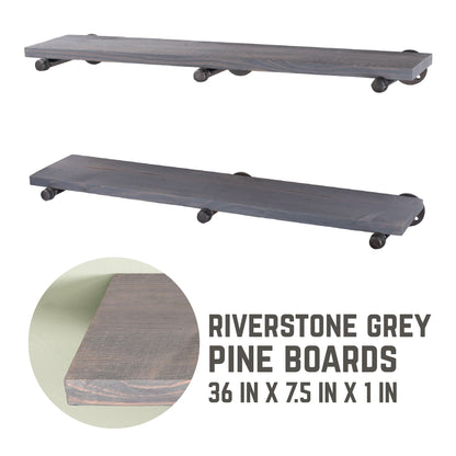 RESTORE Riverstone Grey 36 in. Shelves with Straight Brackets