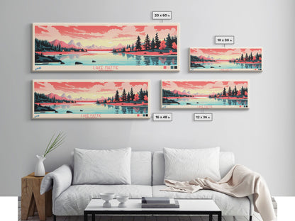 Lake Hattie Wyoming Framed Canvas Print, Panoramic Wall Art, Midcentury Modern, Pop Art, Living Room Decor, Travel Poster, Bedroom Art