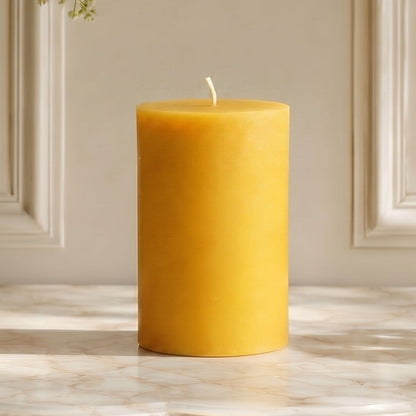 3x5 Inch Yellow Beeswax Pillar Candle