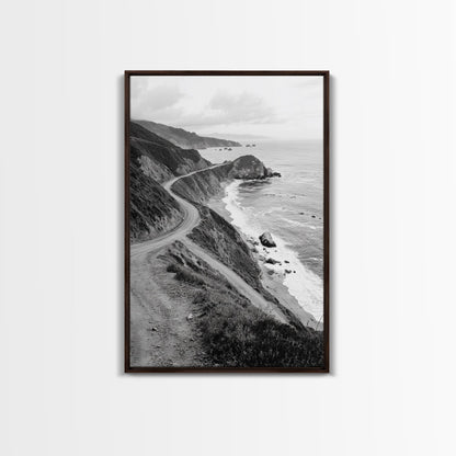 Winding Beach Road, Coastal Drive, Ocean Cliffs, Travel Landscape, Canvas Print, Office Wall Art, Fall Adventure Style, Neutral Coastal Decor