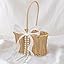 SiliFine 2 Pcs Wicker Rattan Flower Girl Basket with Bows and Pearl 11.8x8.7x5.1 Inches Rustic Wedding Basket for Flower Girl, Hand Woven Willow Storage for Ceremonies Home Decoration (Classic)