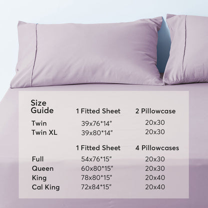 Kasentex Lightweight Sheet Set Twin/Full/Queen/King - Breathable Deep Pocket Bed Sheets with Pillowcases