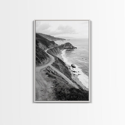 Winding Beach Road, Coastal Drive, Ocean Cliffs, Travel Landscape, Canvas Print, Office Wall Art, Fall Adventure Style, Neutral Coastal Decor