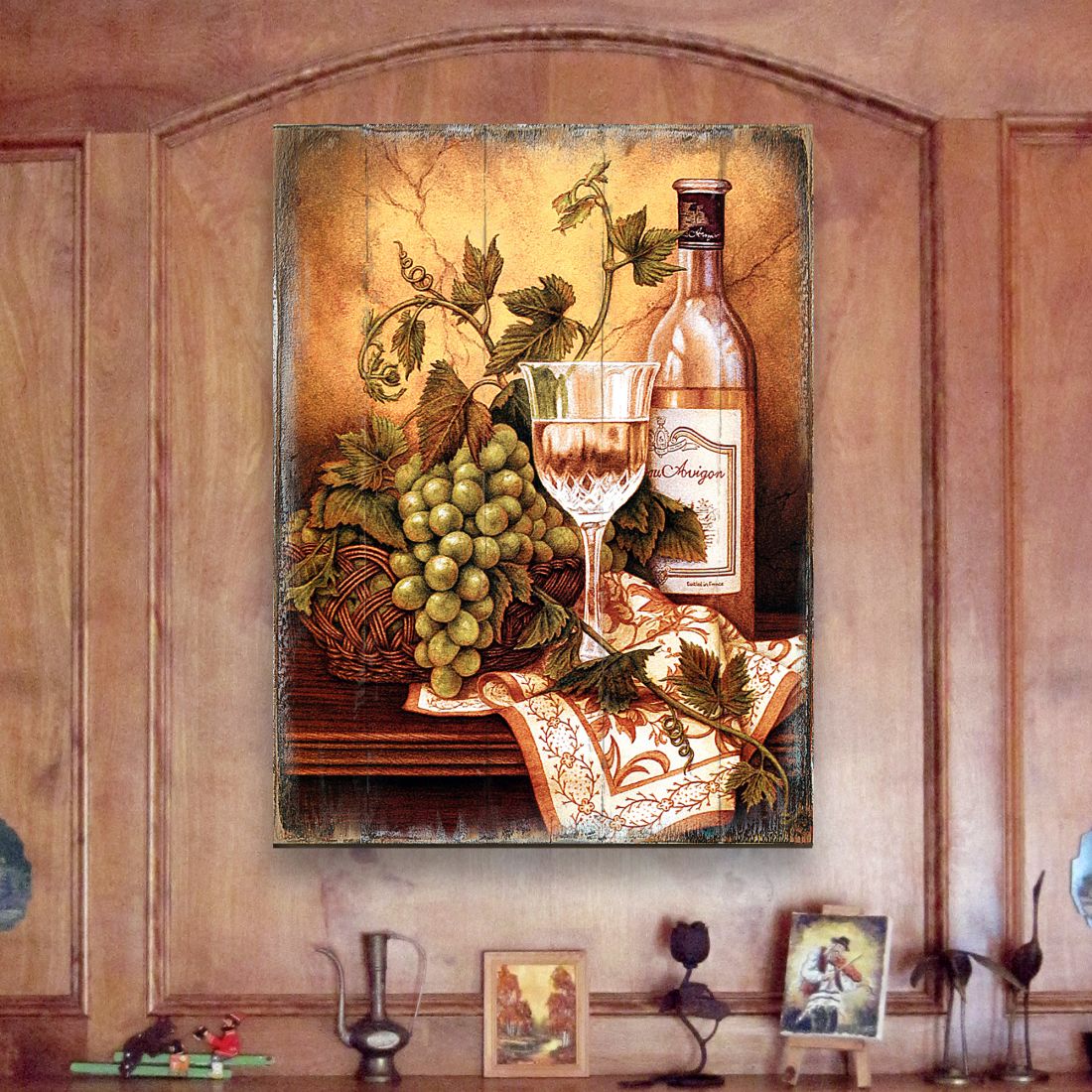 Avel Vine and Grapes Wooden Wall Art by Nature Wonders - Nature Wildlife Decor  - 95349B