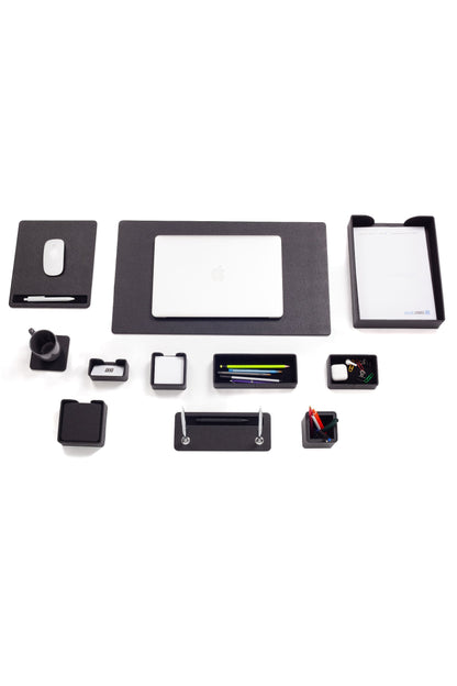Roma Leather Desk Set Black 11 Pcs