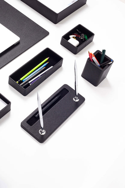 Roma Leather Desk Set Black 11 Pcs