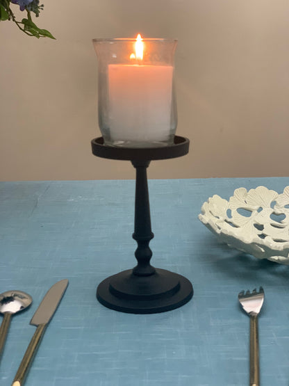 Vibhsa Pillar Candle Holder | Matte Black, 7"H, Fits 3.5" Candles