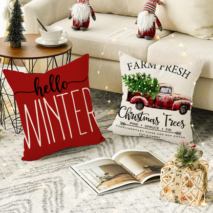 Christmas tree print pillow cover linen pillowcase holiday living room sofa decoration cushion cover