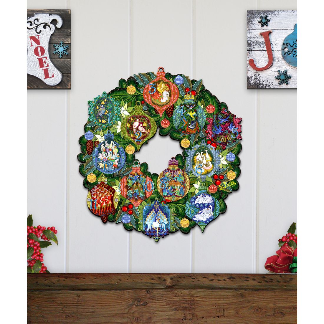 12 Days of Christmas Holiday Door Wreath by G. Debrekht - Christmas Decor - 8185313H