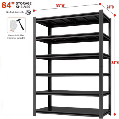 Heavy Duty Metal Garage Shelving Rack 2000lbs 4/5/6-Tier Steel Shelf 60"/72"/84"