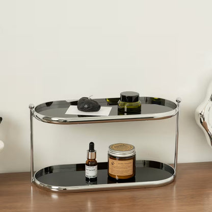 Tiered Acrylic and Metal Standing Shelf Rack for Bathroom and Vanity