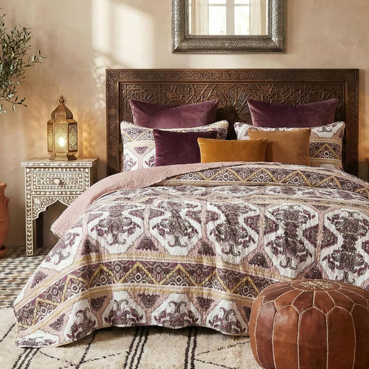 DaDa Bedding Majestic Oriental Kilim Bedspread - Royal Persian Traditional Design Intricate Ornate Ornament Print Coverlet w/ Shams