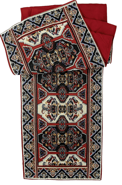 DaDalogy Elegant Majestic Kilim Red Persian Rug Ornate Floral Woven Tapestry Table Runner (18195)