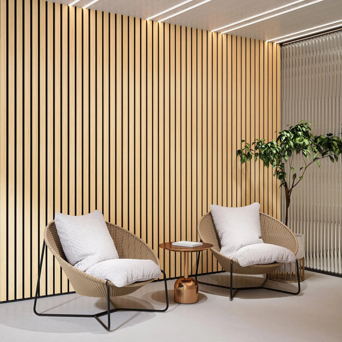 Solid Wood Acoustic Slat Wall Panels (Broad Strip)