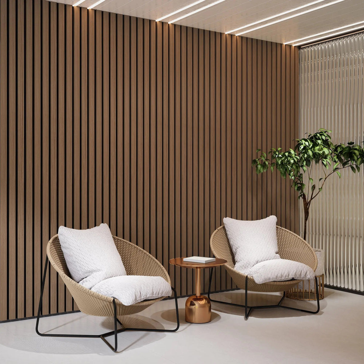 Solid Wood Acoustic Slat Wall Panels (Broad Strip)