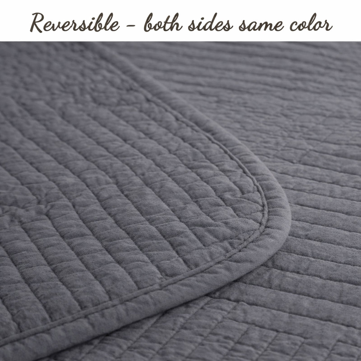 Maze Gray Solid 3 Piece Cotton Quilt Bedding Set