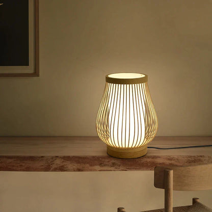 EdoElegance Japanese Style Table Lamp Bamboo Wood E27 Ambient Light