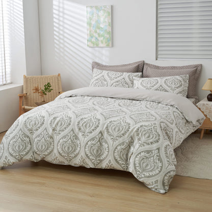 Tache Dreamy Moon Sky Ogee Damask Heather Gray White Duvet Cover (TB300)