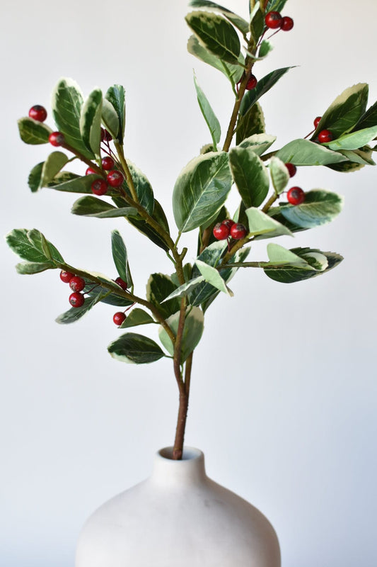37" Faux Variegated Holly Branch