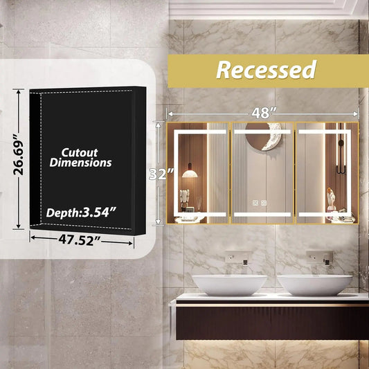 HAUSVITA  Lighted Bathroom Medicine Cabinet with Mirror