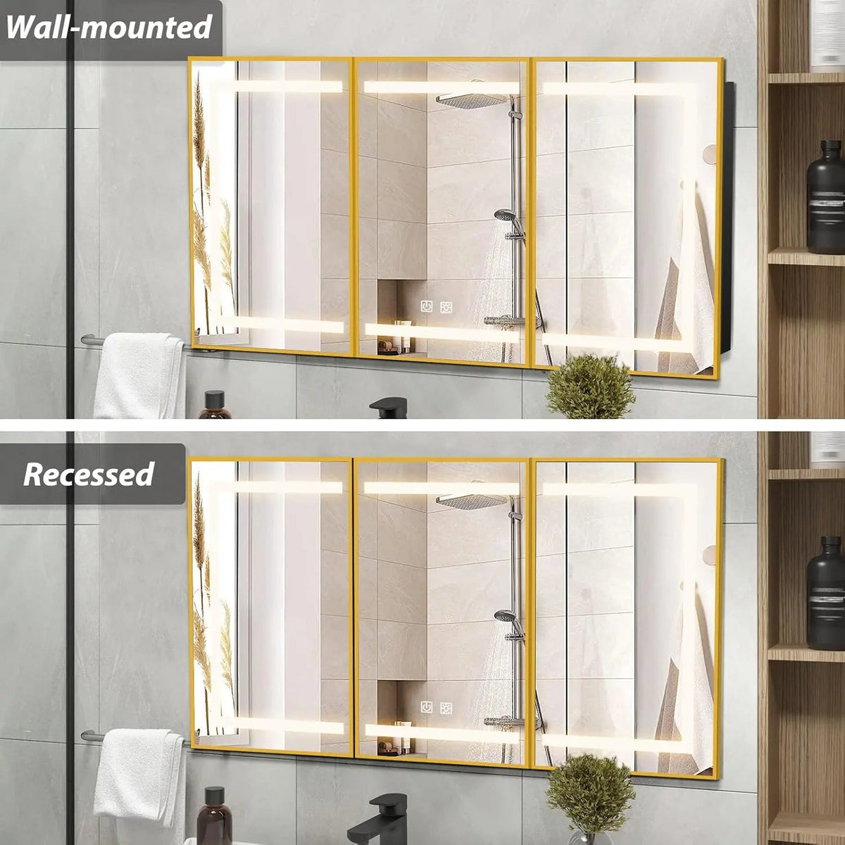HAUSVITA  Lighted Bathroom Medicine Cabinet with Mirror