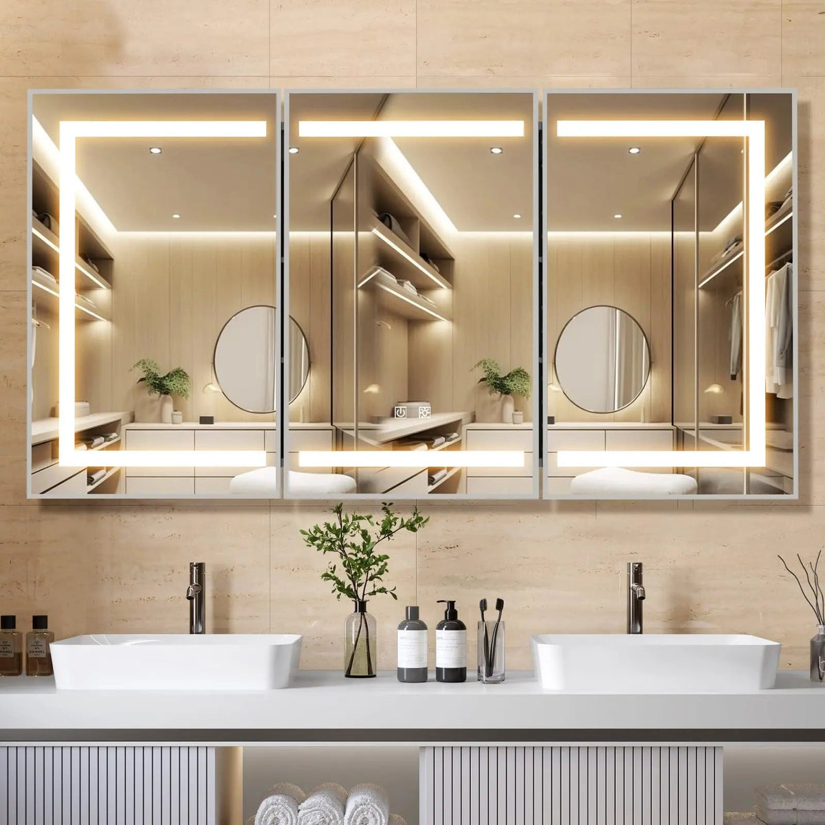 HAUSVITA  Lighted Bathroom Medicine Cabinet with Mirror