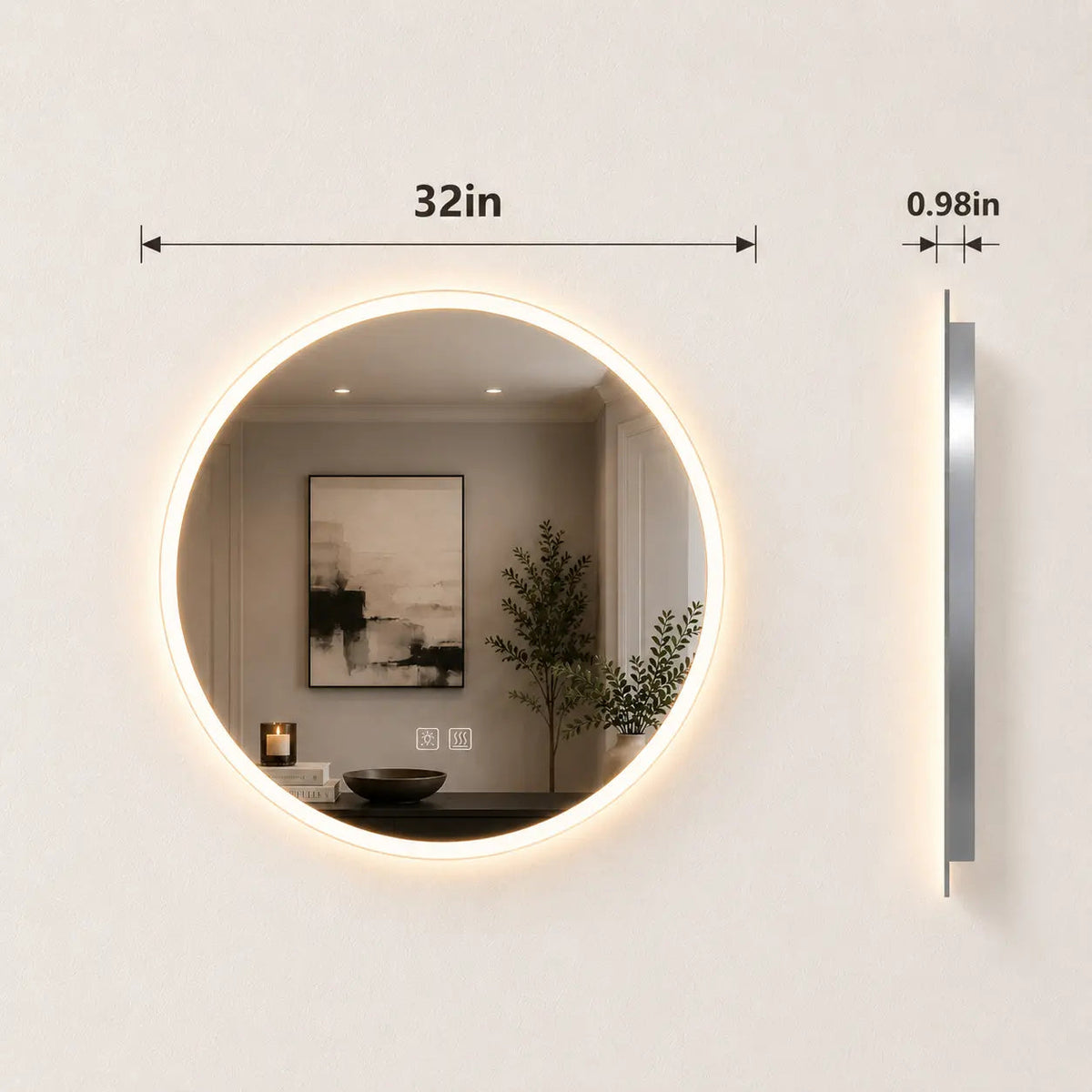 HAUSVITA  Round Edge  Glow LED Bathroom Mirror