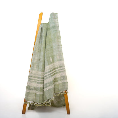 Soft Green Indian Wool Throw Blanket, Handwoven Sofa Coverlet with Quiet Calm Bedroom Layer - SAGE