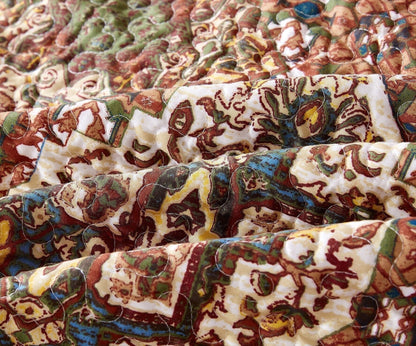 DaDa Bedding Rustic Earthy Cross Motif Folk Ogee Moroccan Scalloped Quilted Bedspread Set (JHW-944)