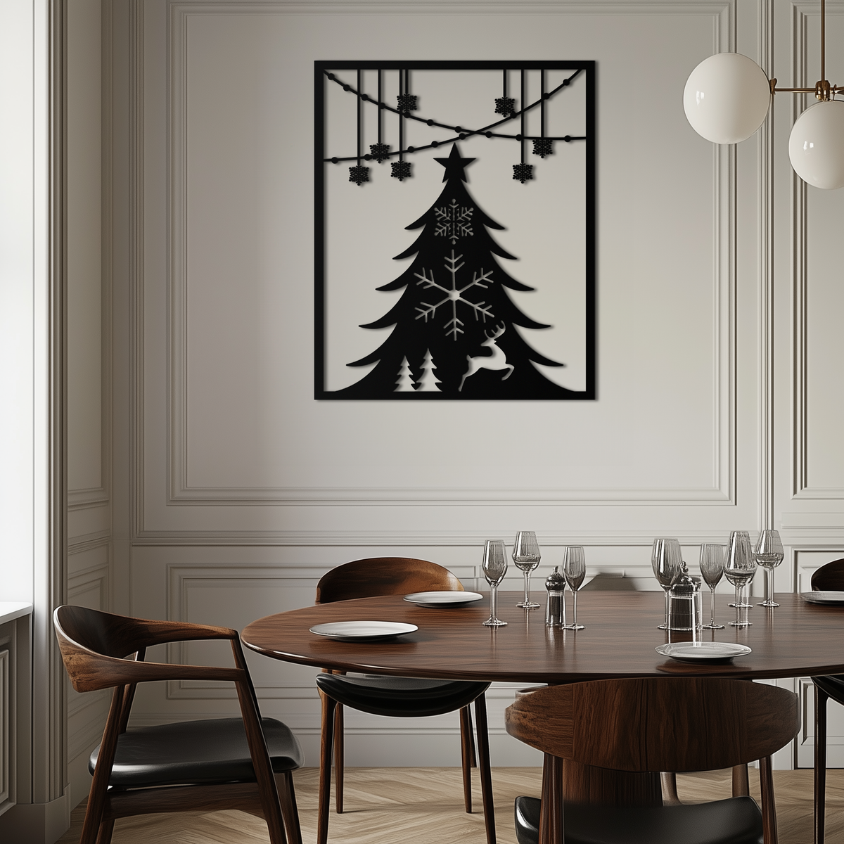 Christmas Tree Metal Wall Art – Elegant Holiday Silhouette Décor- KAF380