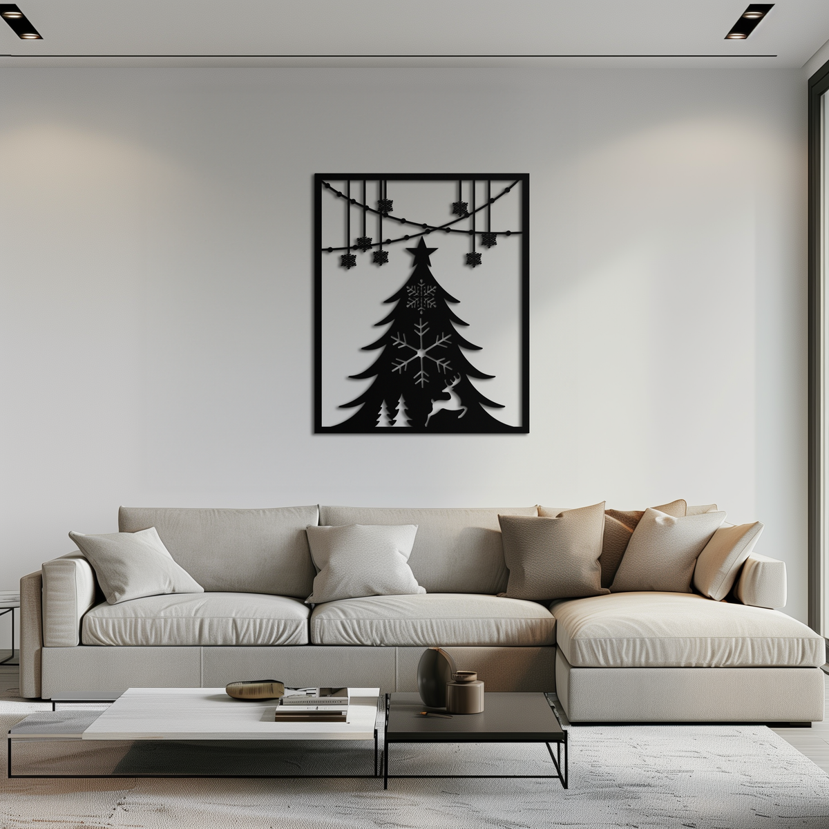 Christmas Tree Metal Wall Art – Elegant Holiday Silhouette Décor- KAF380