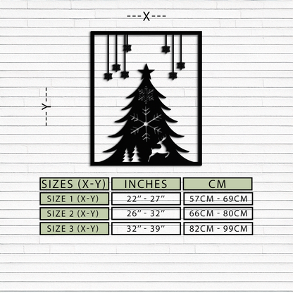 Christmas Tree Metal Wall Art – Elegant Holiday Silhouette Décor- KAF380